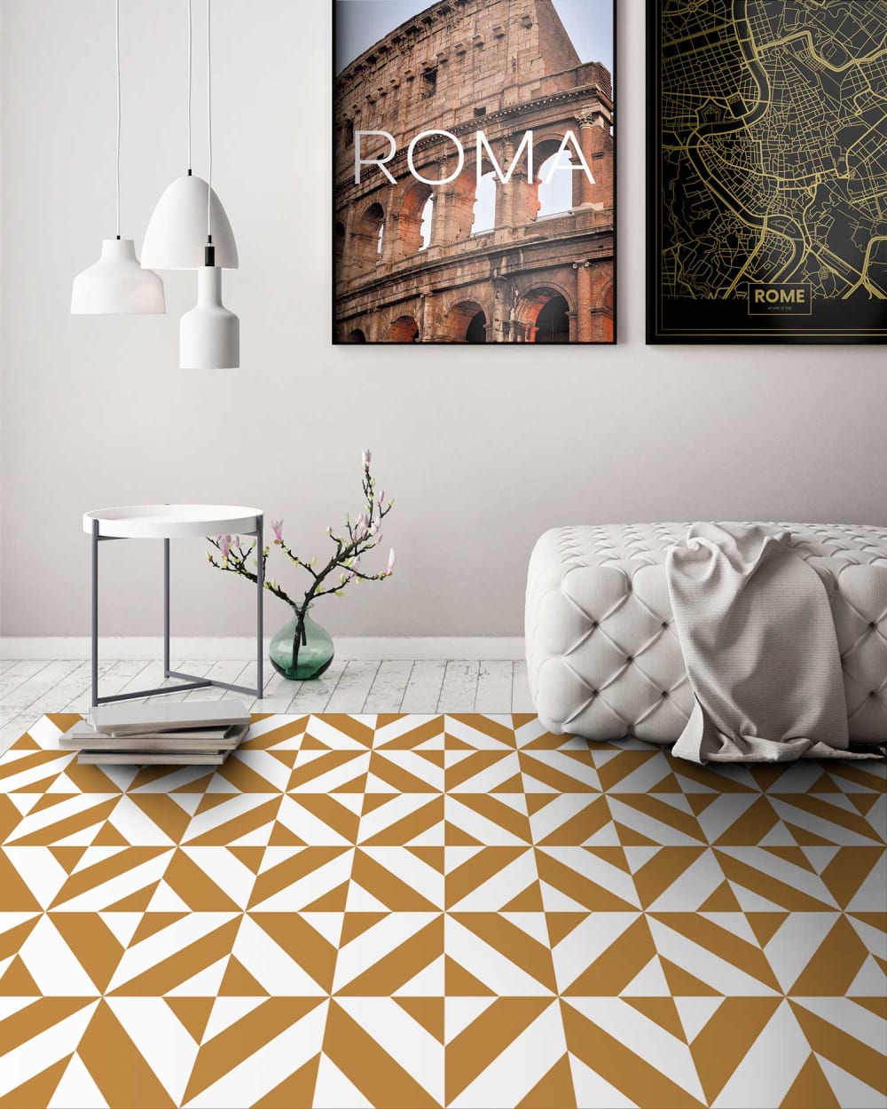Tapis vinyle forme géométrique moutarde 300x200cm — vue 4