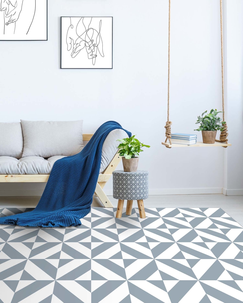Tapis vinyle forme géométrique bleue 200x250cm — vue 4