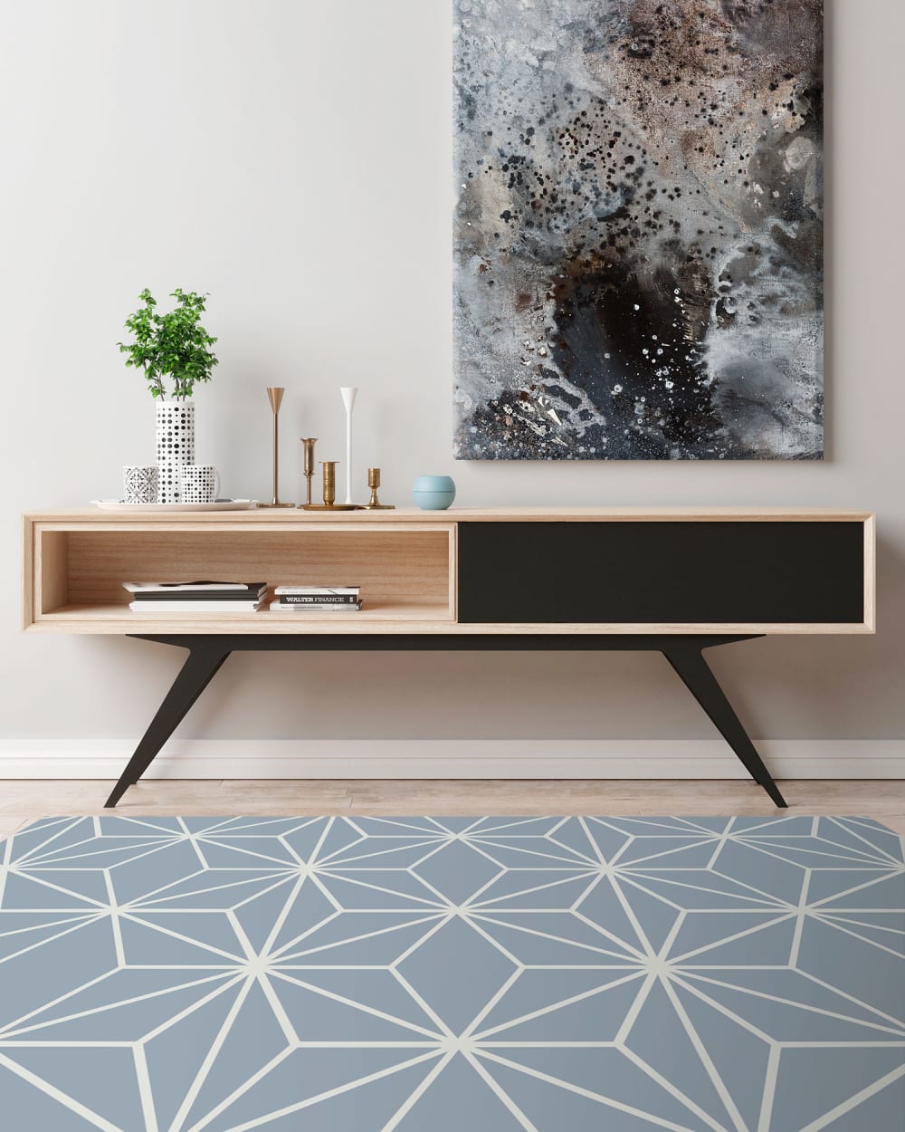 Tapis vinyle lignes d'étoiles bleus 60x250cm — vue 4