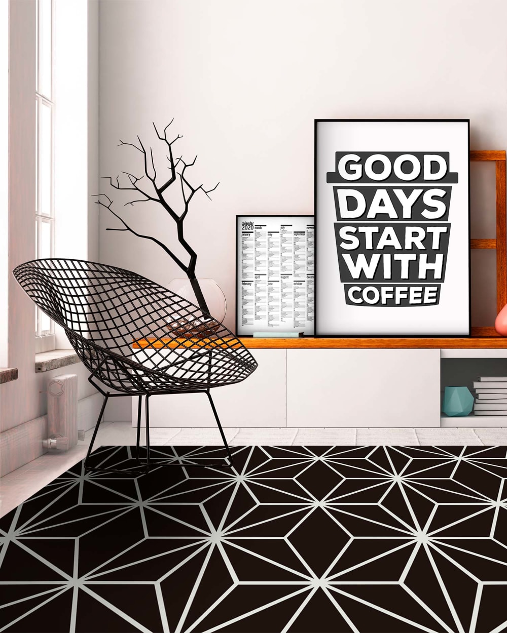 Tapis vinyle lignes d'étoiles noirs 100x140cm — vue 4