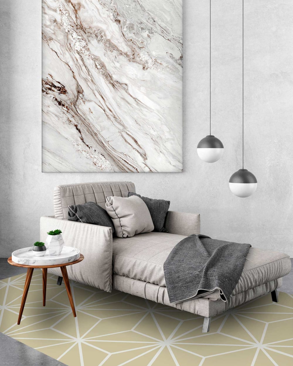 Tapis vinyle lignes d'étoiles vert pastel 120x170cm — vue 3
