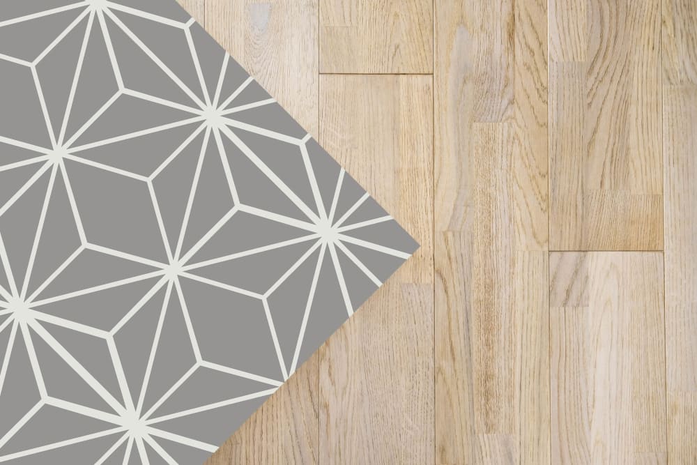 Tapis vinyle lignes d'étoiles grises 120x170cm — vue 4