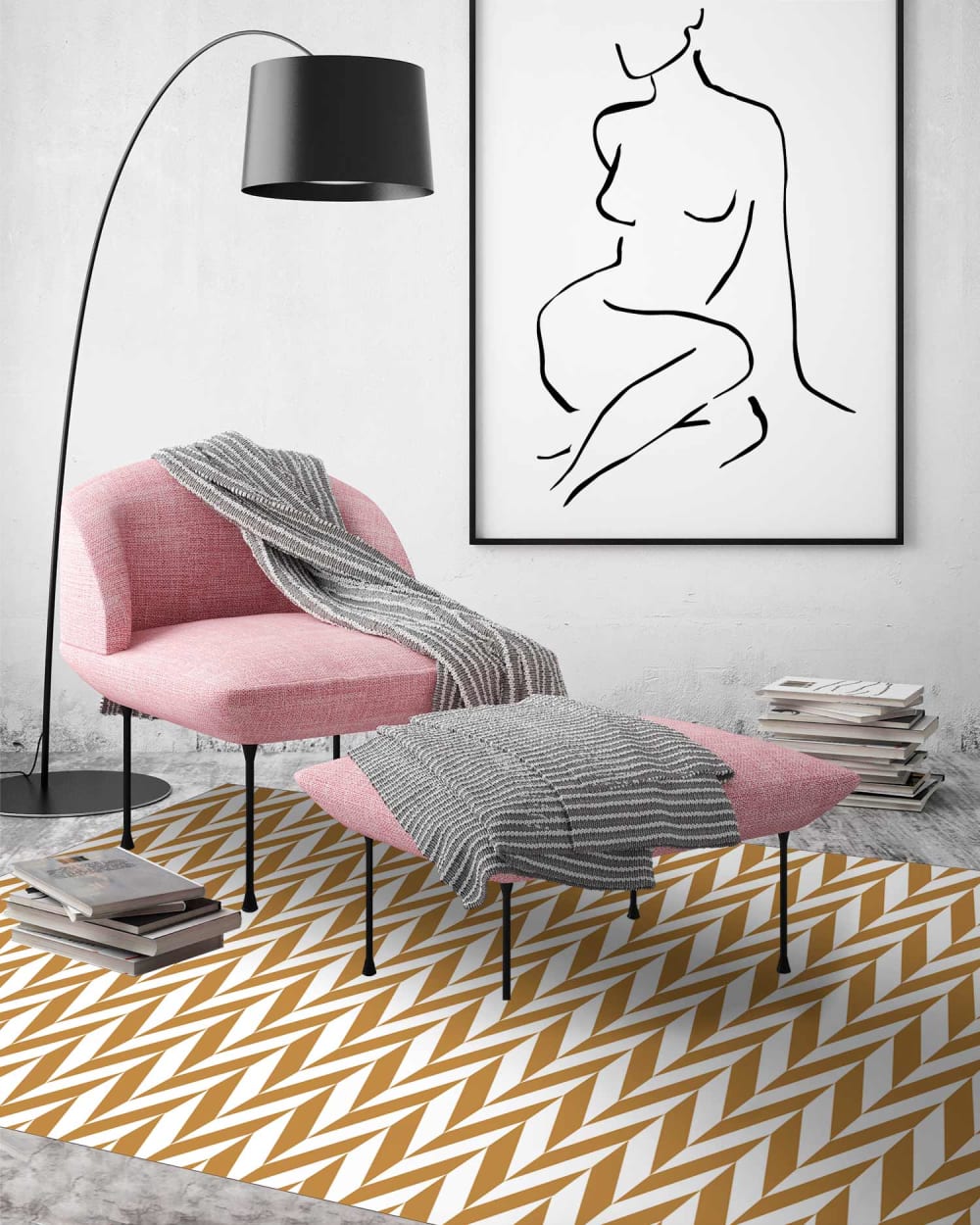 Tapis vinyle épis de blé moutarde 120x160cm — vue 4