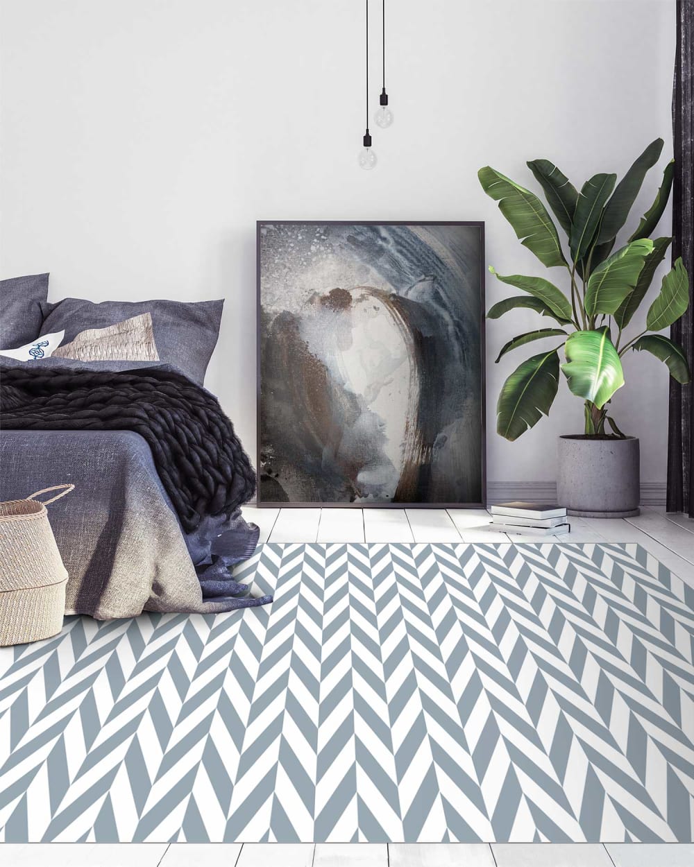 Tapis vinyle épis de blé bleues 120x170cm — vue 3