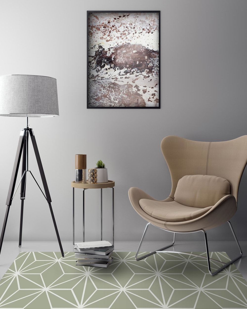 Tapis vinyle lignes d'étoiles vertes 300x200cm