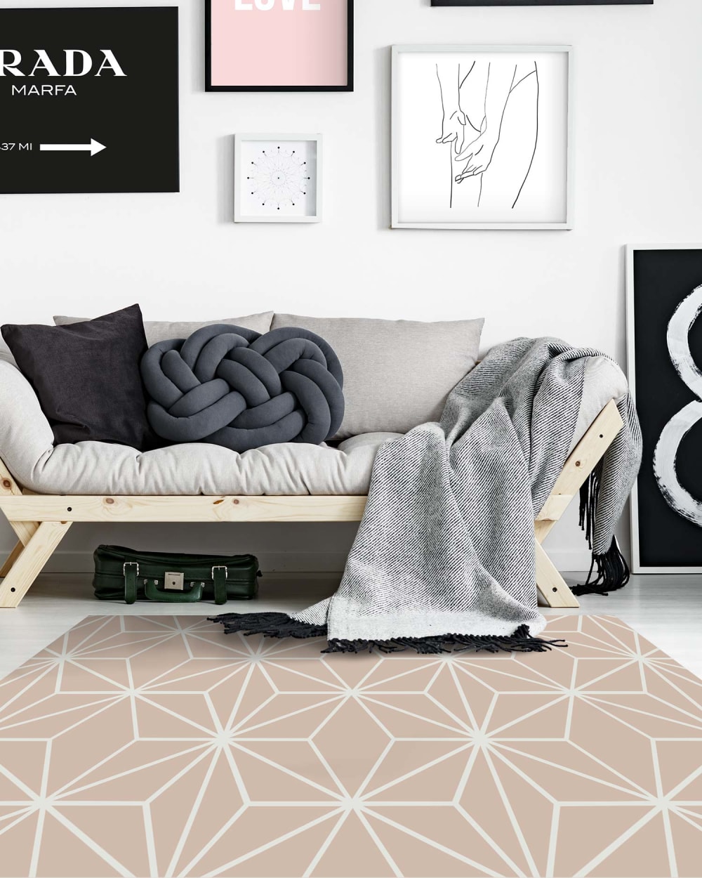 Tapis vinyle lignes d'étoiles roses 60x250cm — vue 4