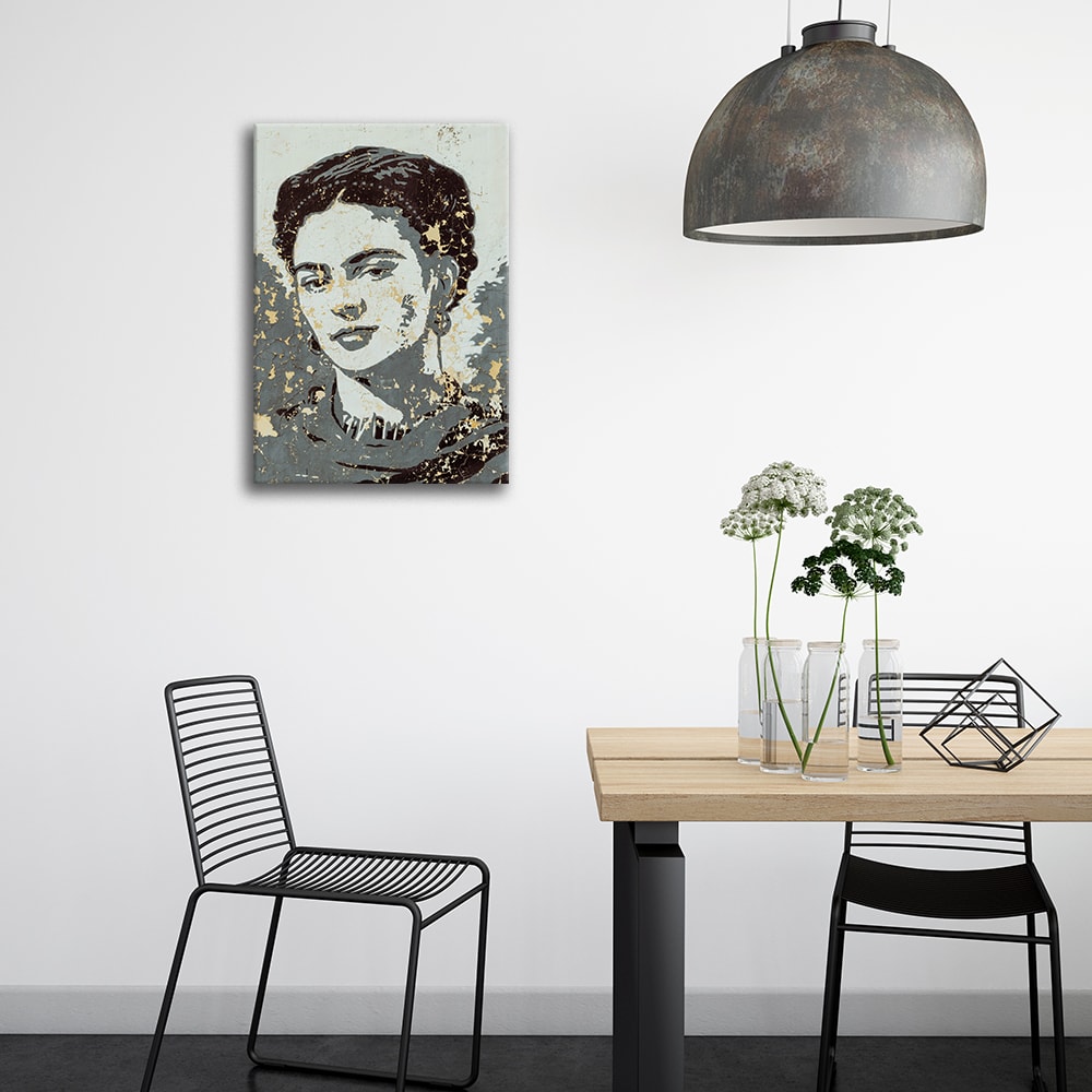 Tableau portrait de Frida Kahlo sur un mur 50x80cm