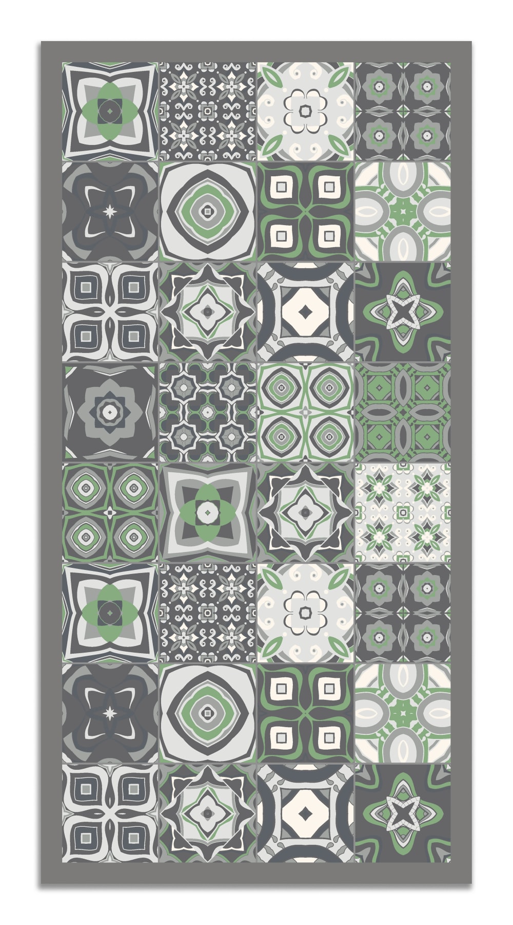 Alfombra vinílica baldosa hidráulica verde 60x110 cm