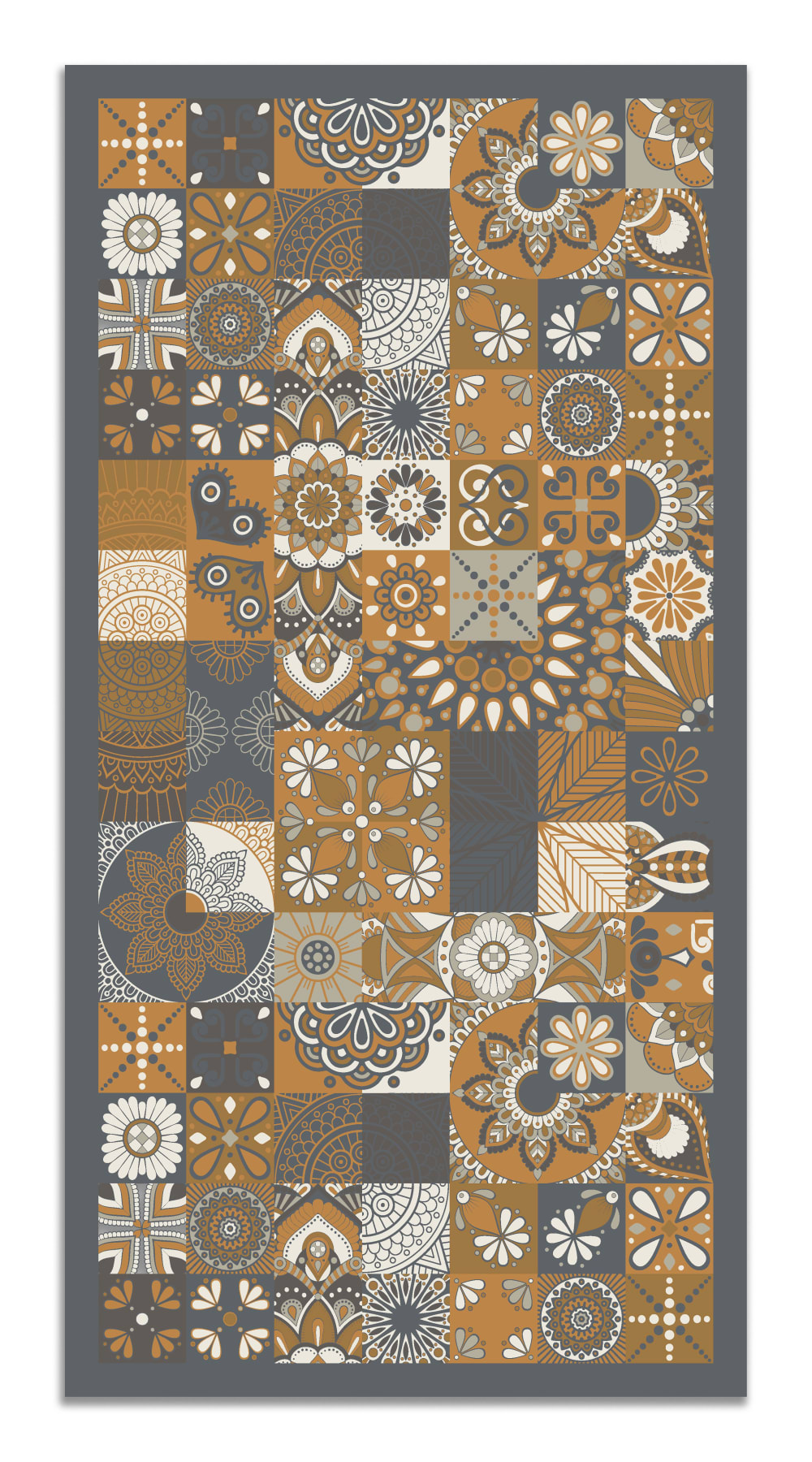 Tapis vinyle carreaux ciments cuisine orange 140x200cm