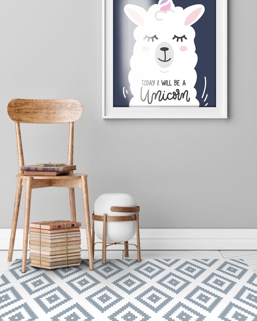 Tapis vinyle carrés bleus 300x200cm