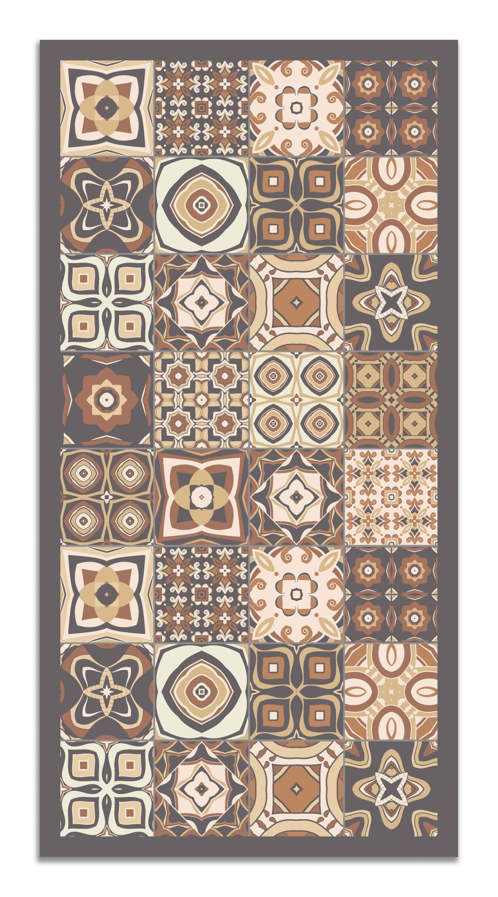 Tapis vinyle carreaux ciments marron 60x250cm