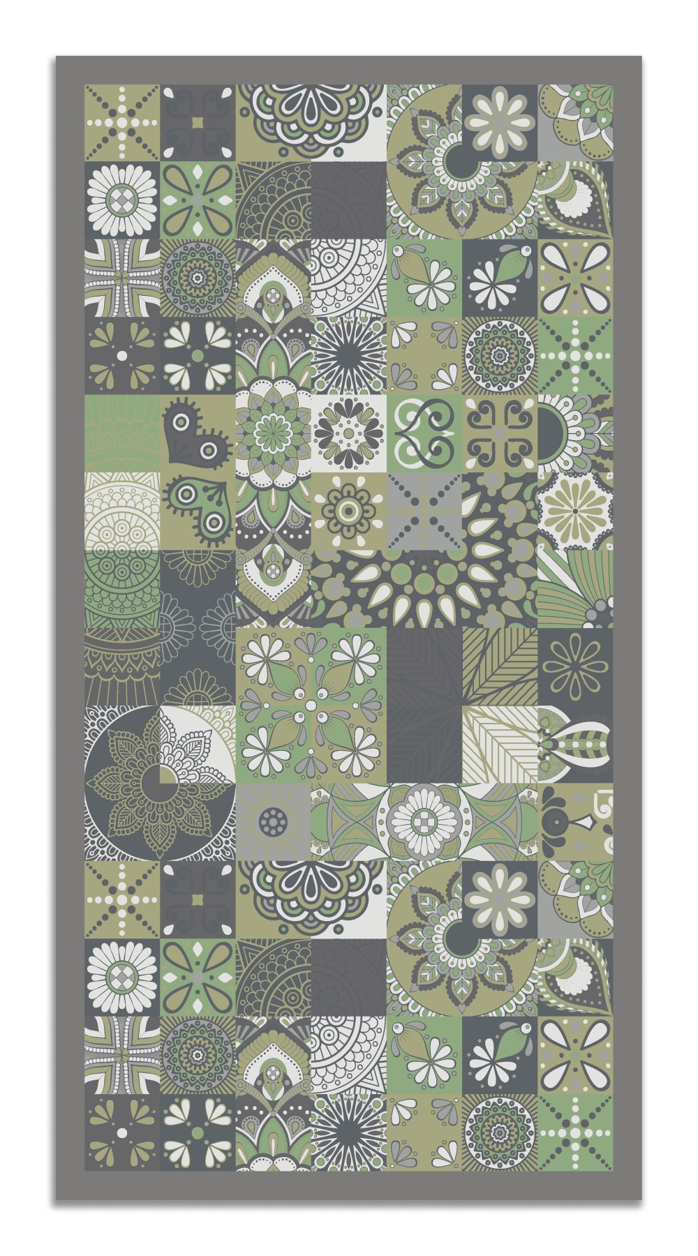Tapis vinyle carreaux ciments cuisine vert 100x140cm