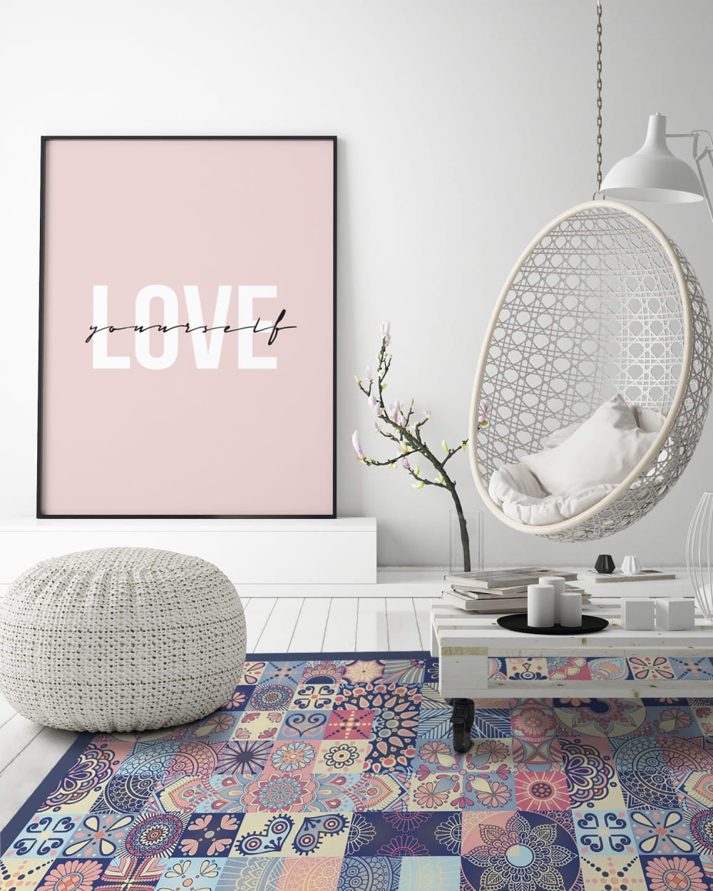 Tapis vinyle carreaux ciments cuisine rose 160x230cm — vue 4