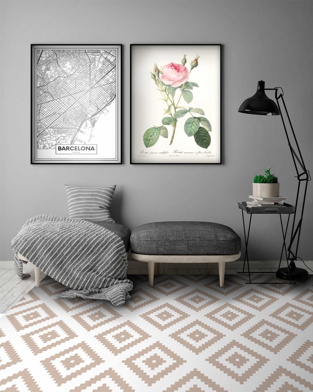 Tapis vinyle carrés roses 300x200cm — vue 4