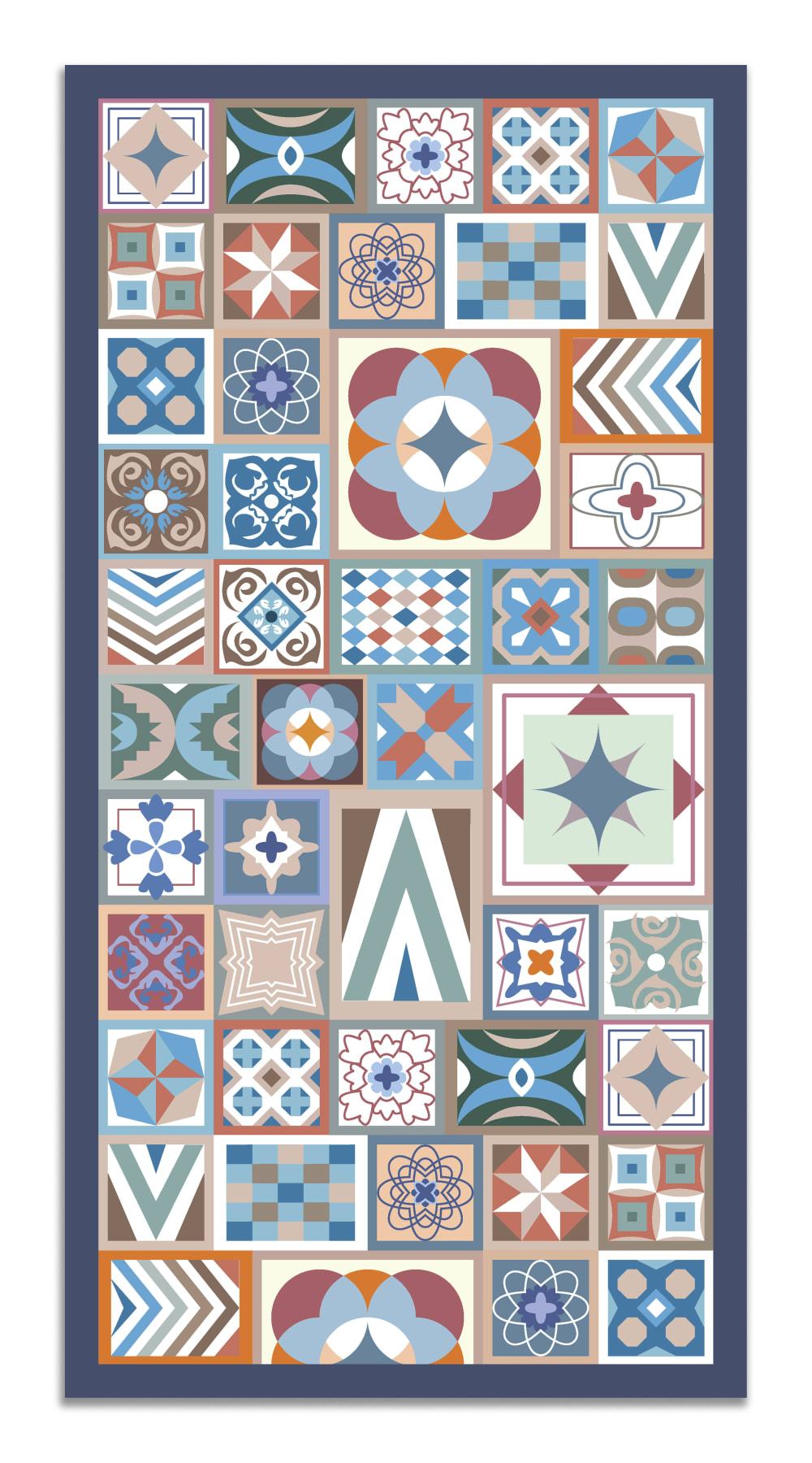 Tapis vinyle style carreaux ciments multi 200x250cm