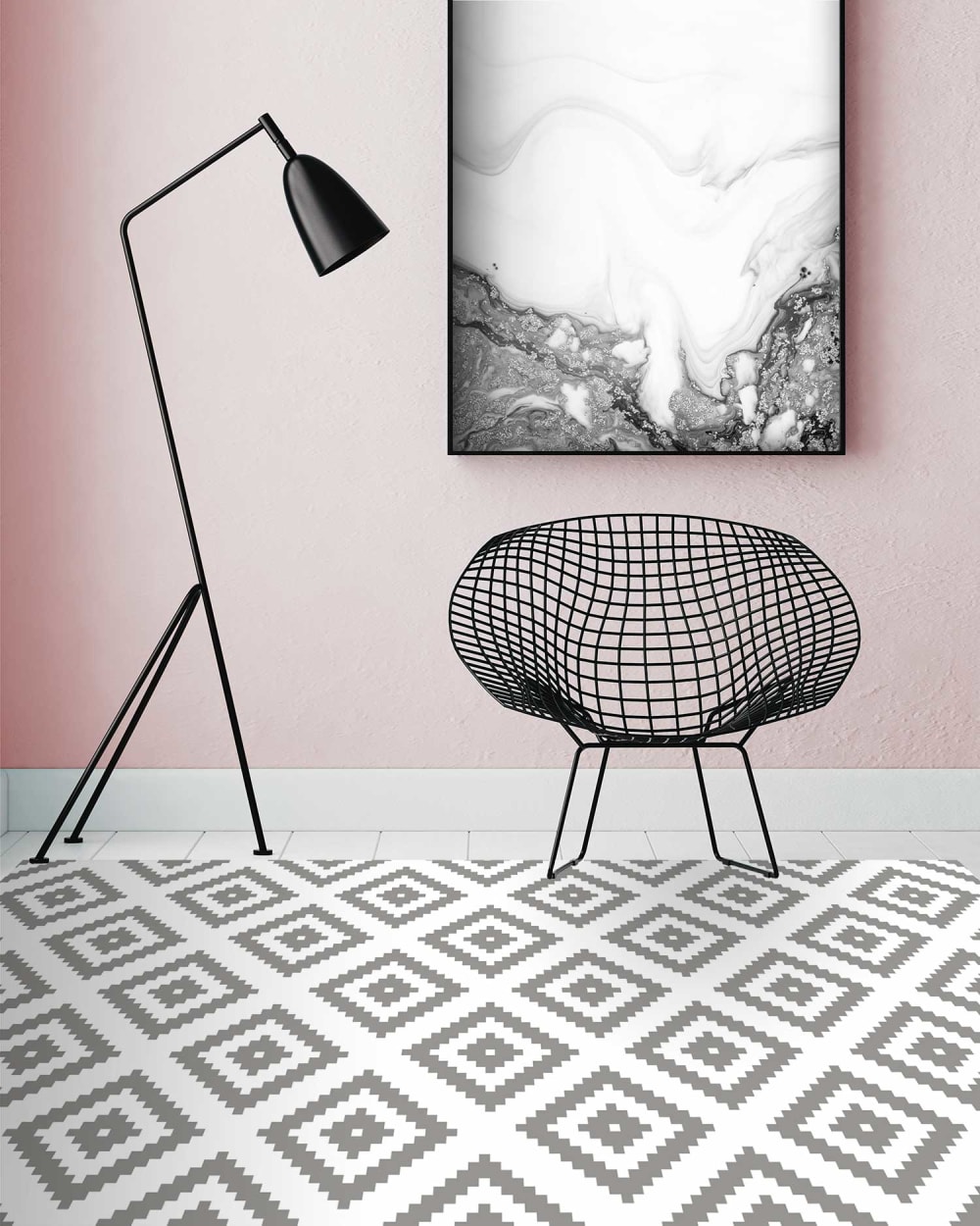 Tapis vinyle carrés gris 40x80cm — vue 4