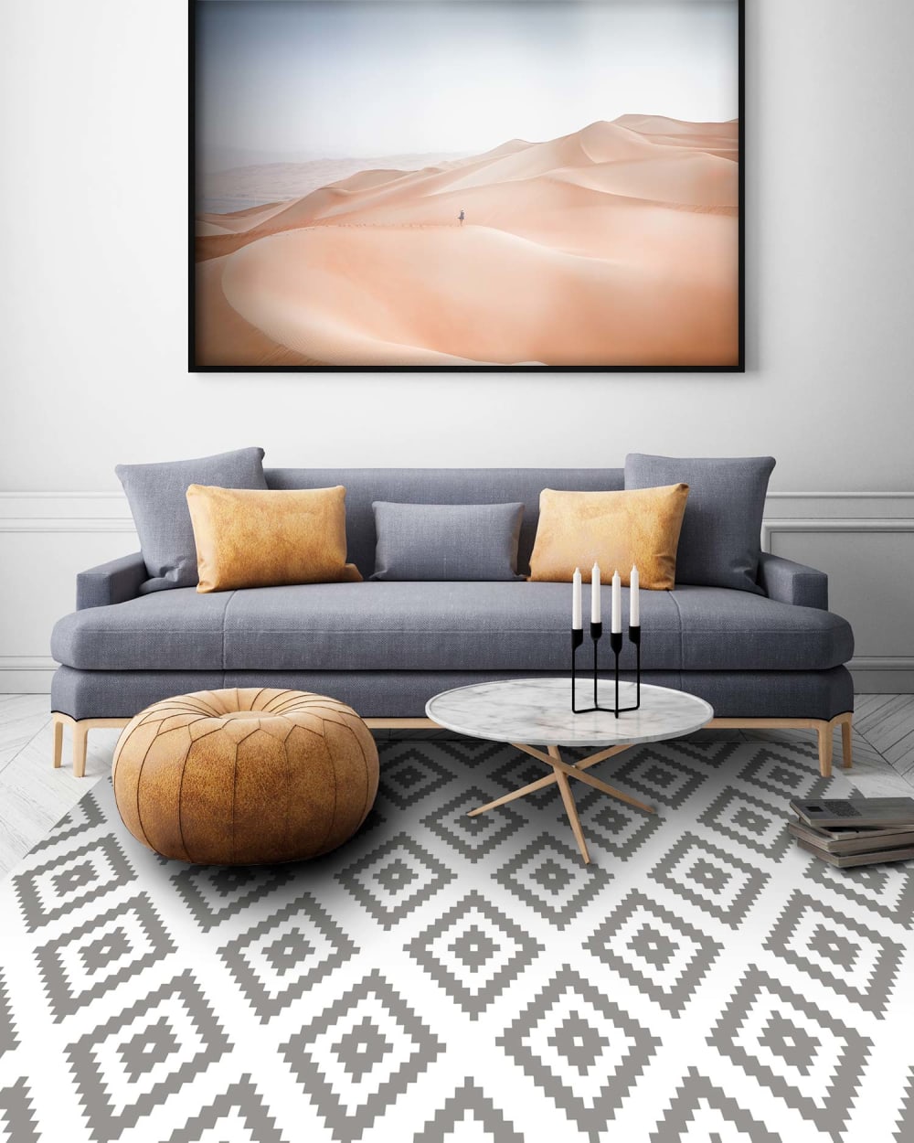 Tapis vinyle carrés gris 60x250cm — vue 3