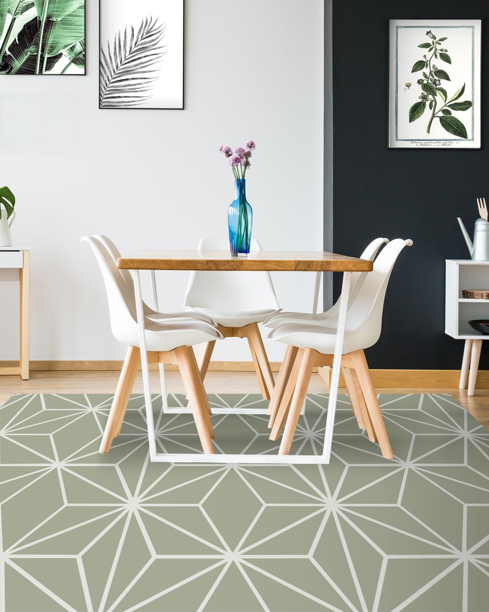 Tapis vinyle lignes d'étoiles vertes 160x230cm — vue 4