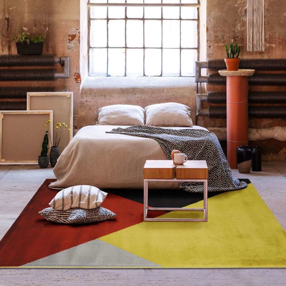 The Deco Factory Tapis lumineux effet laineux motifs triangles multicolore 133x180 style contemporain Certifié Oeko-Tex - Pp - Polypropylène