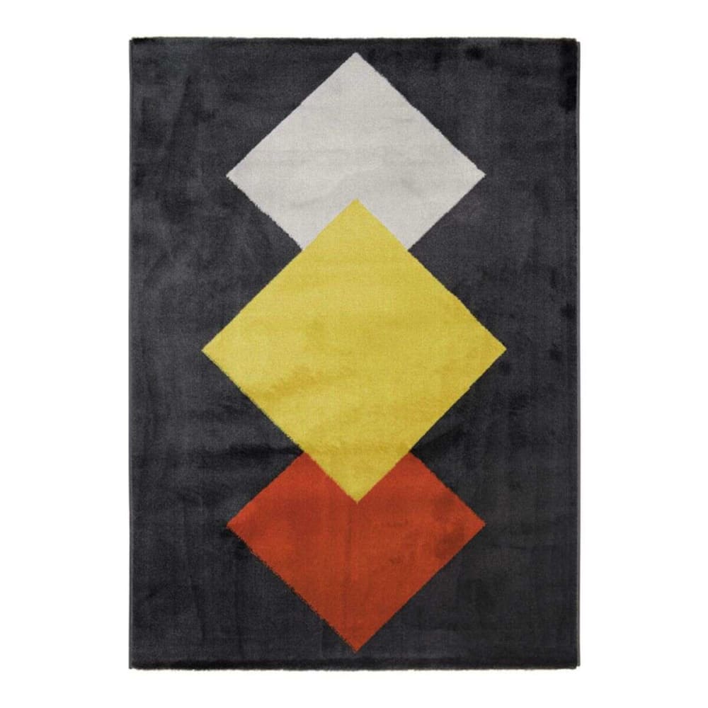 Tapis lumineux effet laineux motifs losanges multicolore 120x170