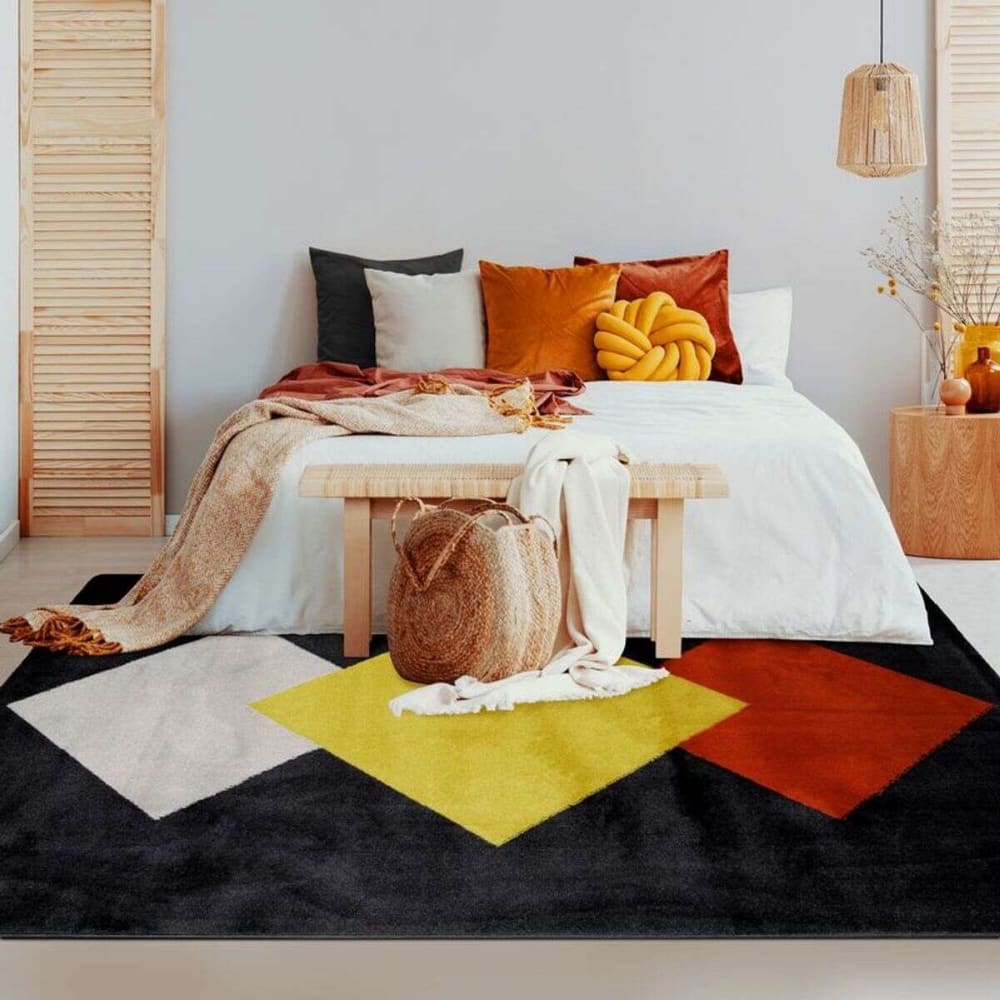 Tapis lumineux effet laineux motifs losanges multicolore 120x170 — vue 3