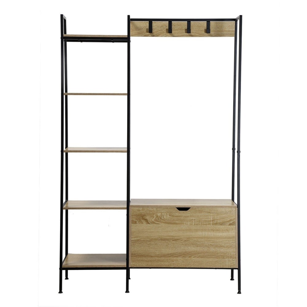 Calicosy Garderobenständer mit 5 Regalen, Schuhkasten - Holzeffekt style industrial Braun Spanplatte