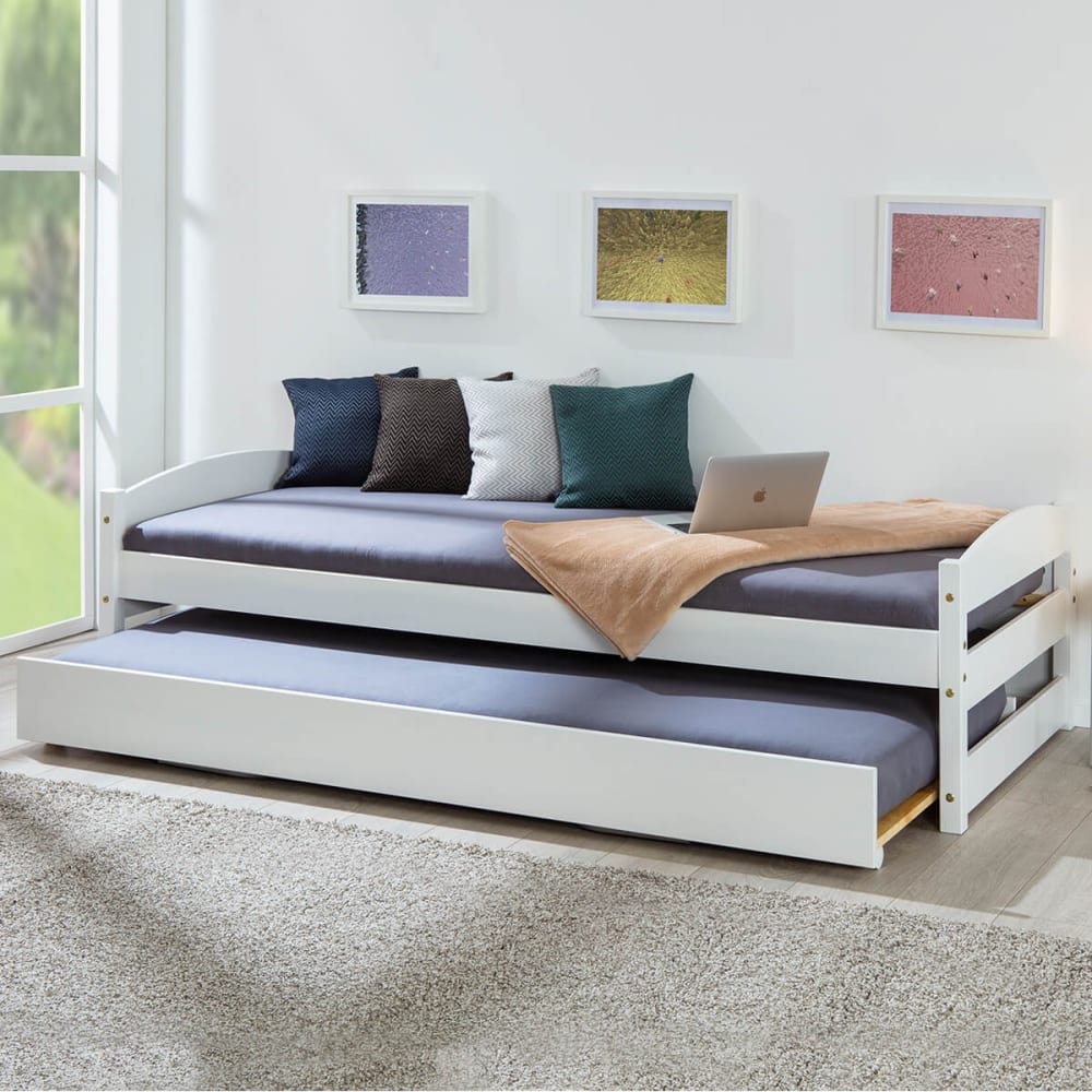 Lit 90x200 cm gigogne vernis blanc - Maisons du Monde