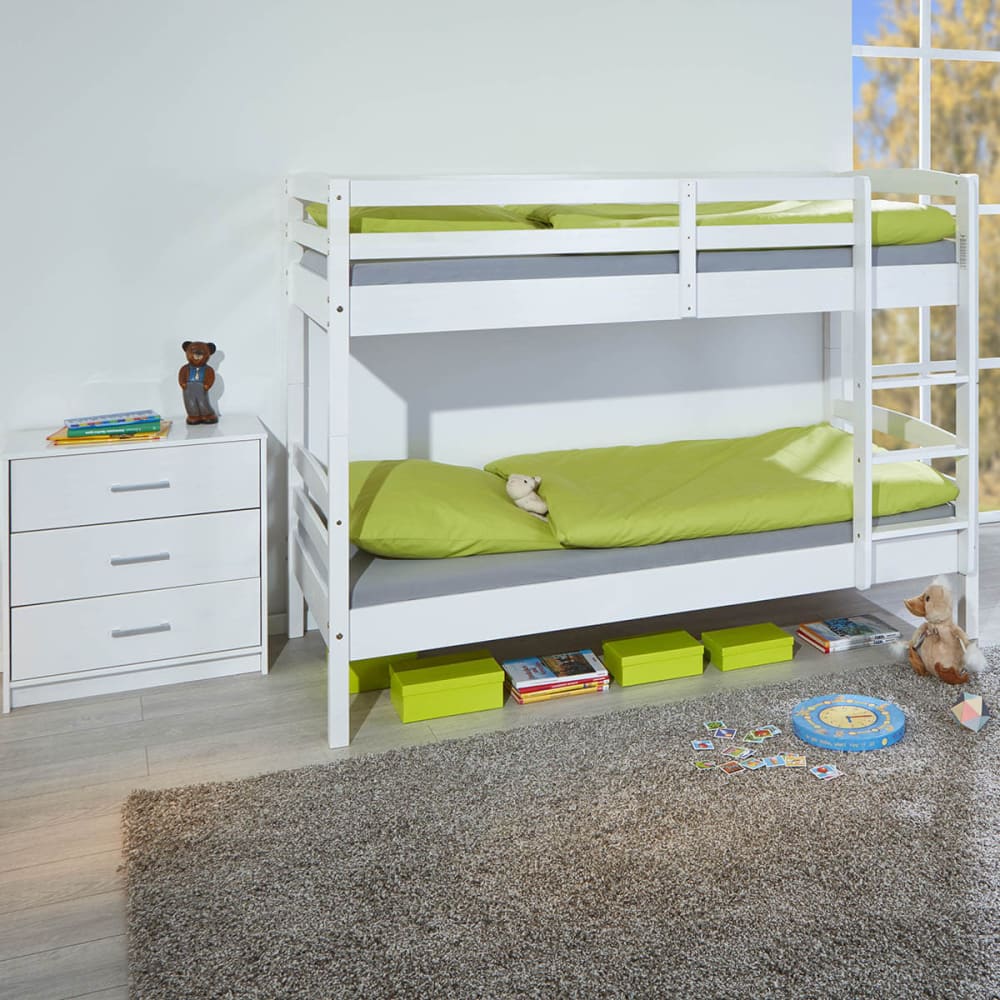 Lits superposés 90x200 avec sommiers blanc