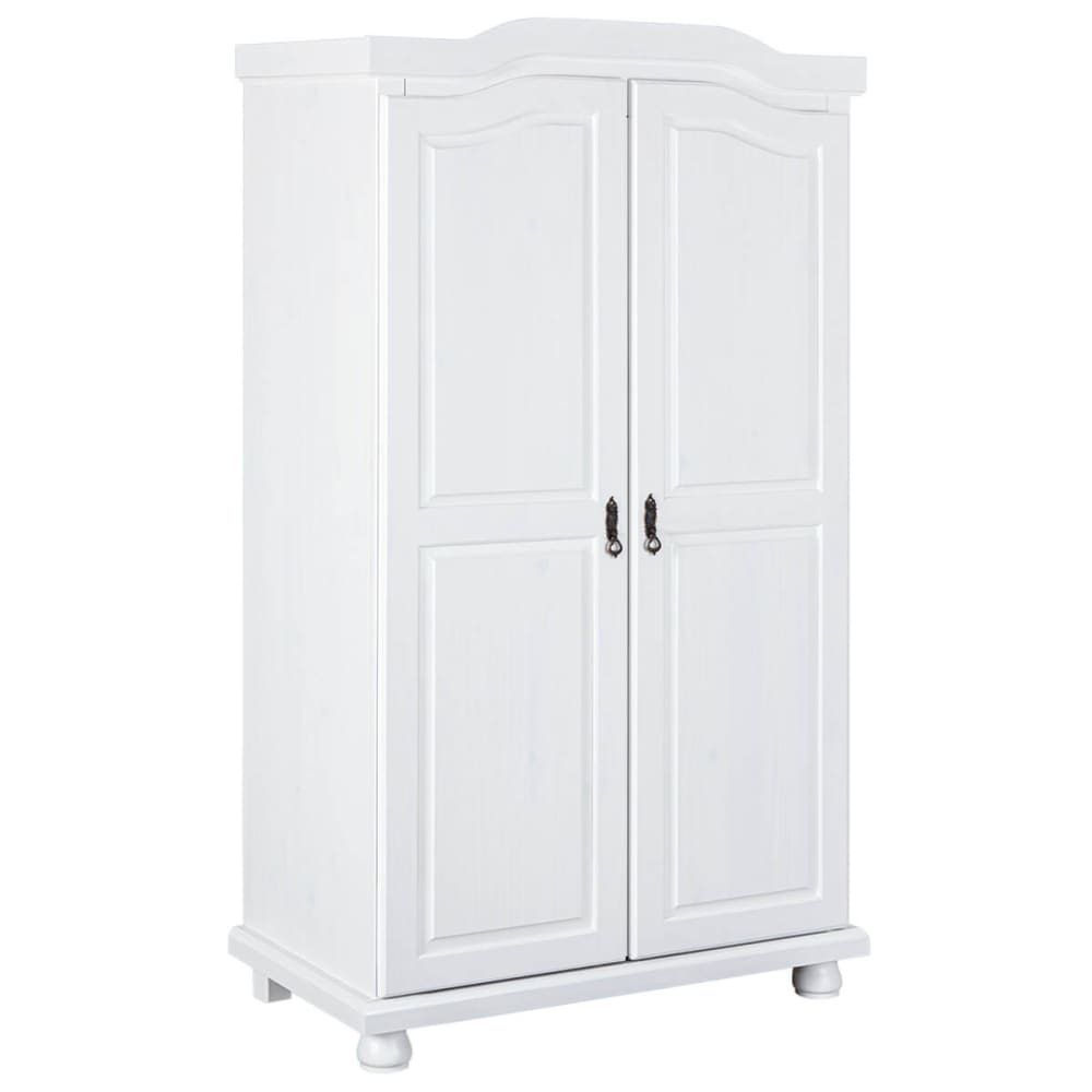 Armoire 2 Portes + penderie bois massif vernis blanc
