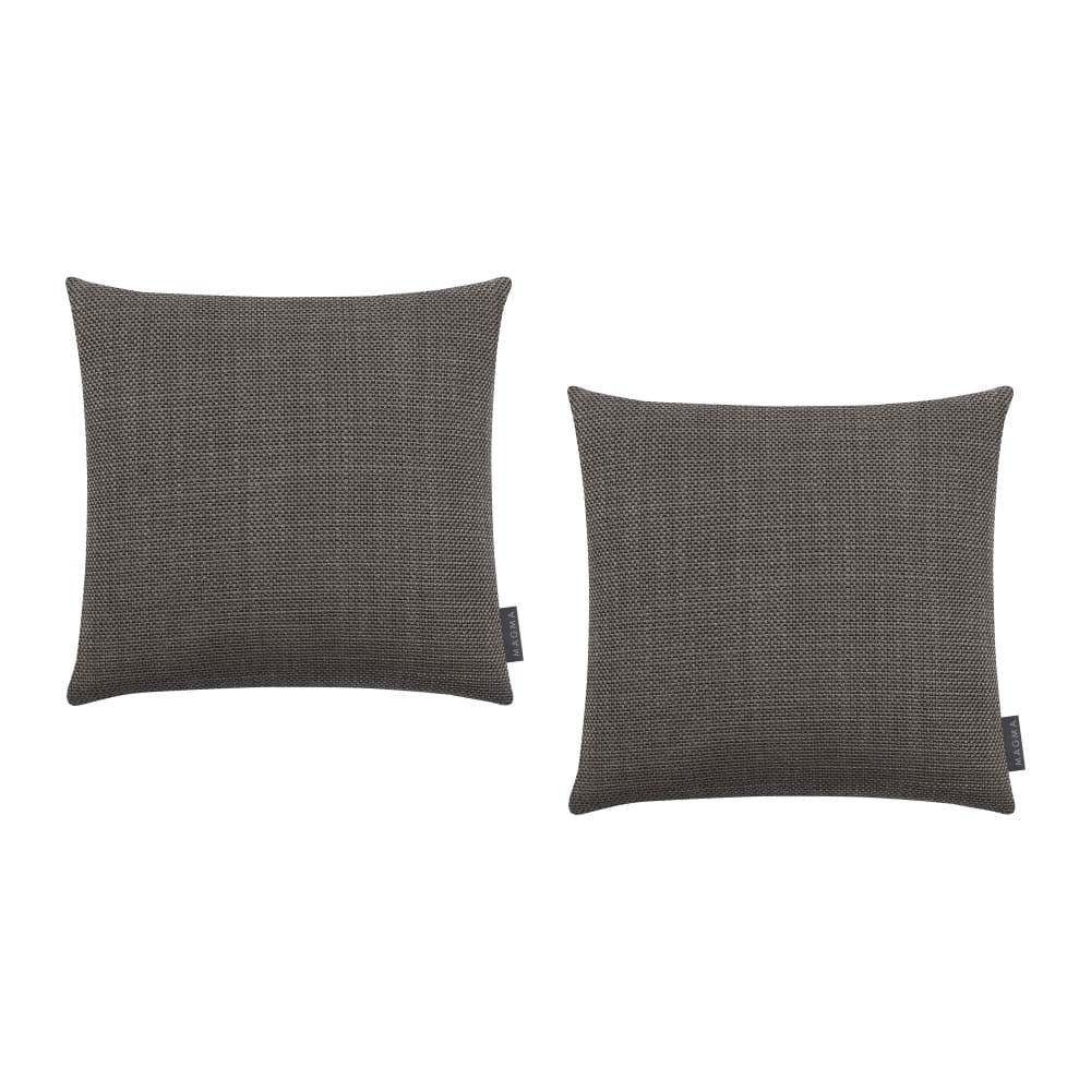 Magma Housses de coussin jacquard uni taupe 40x40 - lot de 2 style classique chic - Pes - Polyester