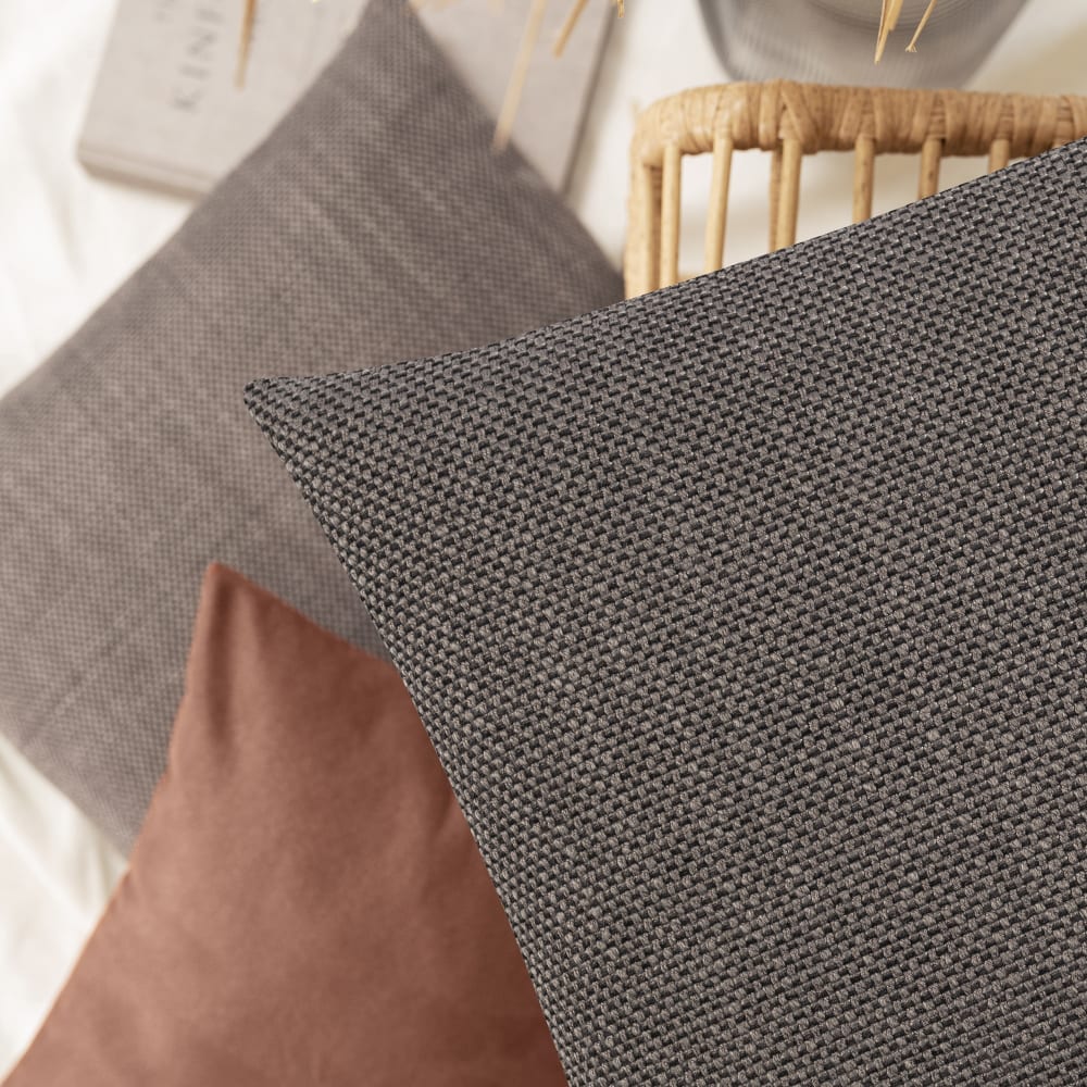Housses de coussin jacquard uni taupe 40x40 - lot de 2 - Maisons du Monde
