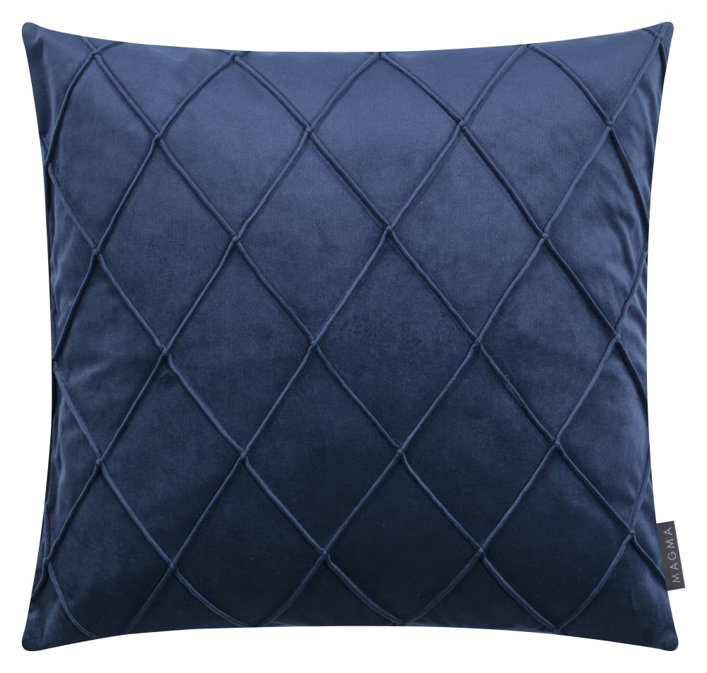 Housses de coussin velours relief pli cousu bleu 50x50-Lot de 2