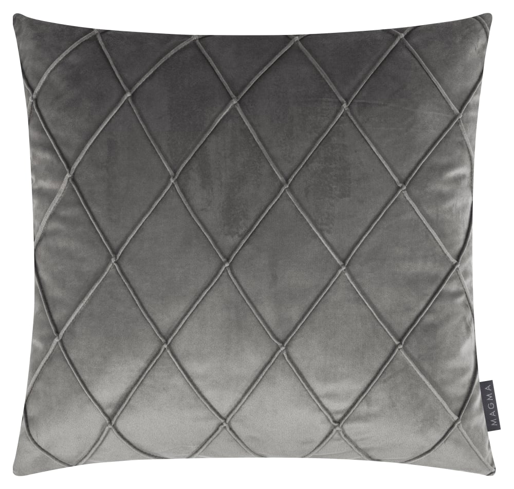 Housses de coussin velours relief pli cousu gris 50x50-Lot de 2