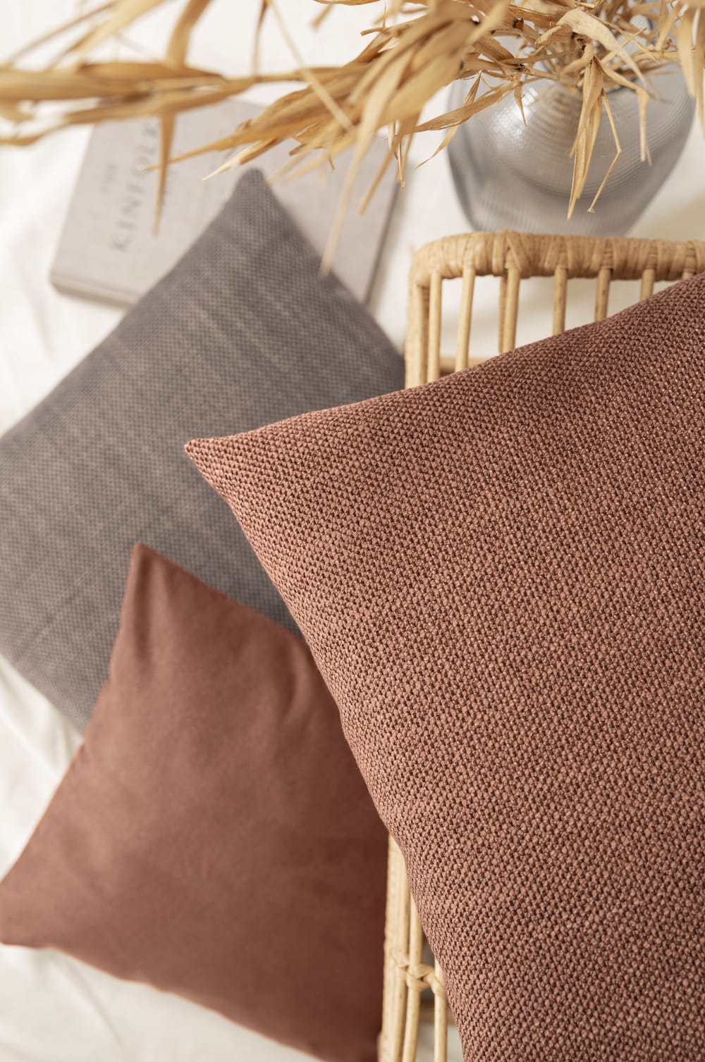 Housse de coussin jacquard uni brique 50x50 — vue 3