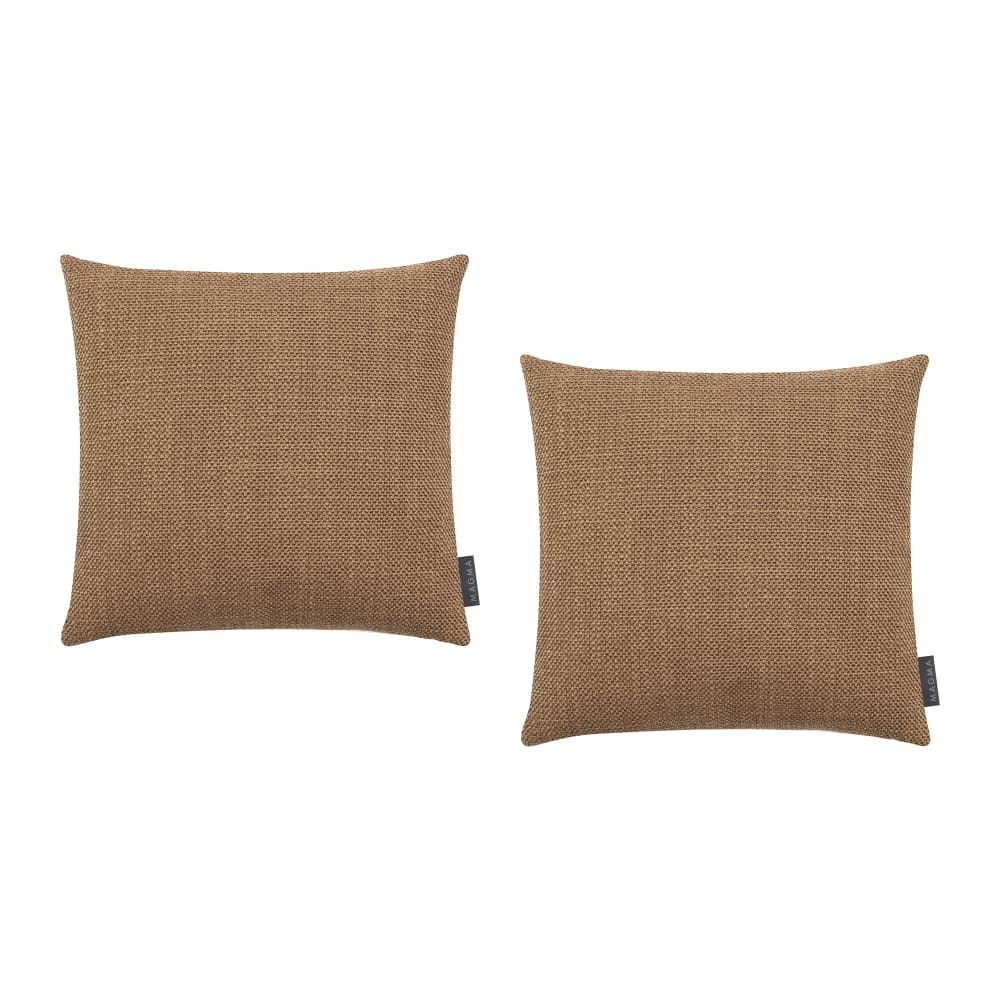 Magma Housses de coussin jacquard uni caramel 40x40 - lot de 2 style classique chic Jaune Pes - Polyester