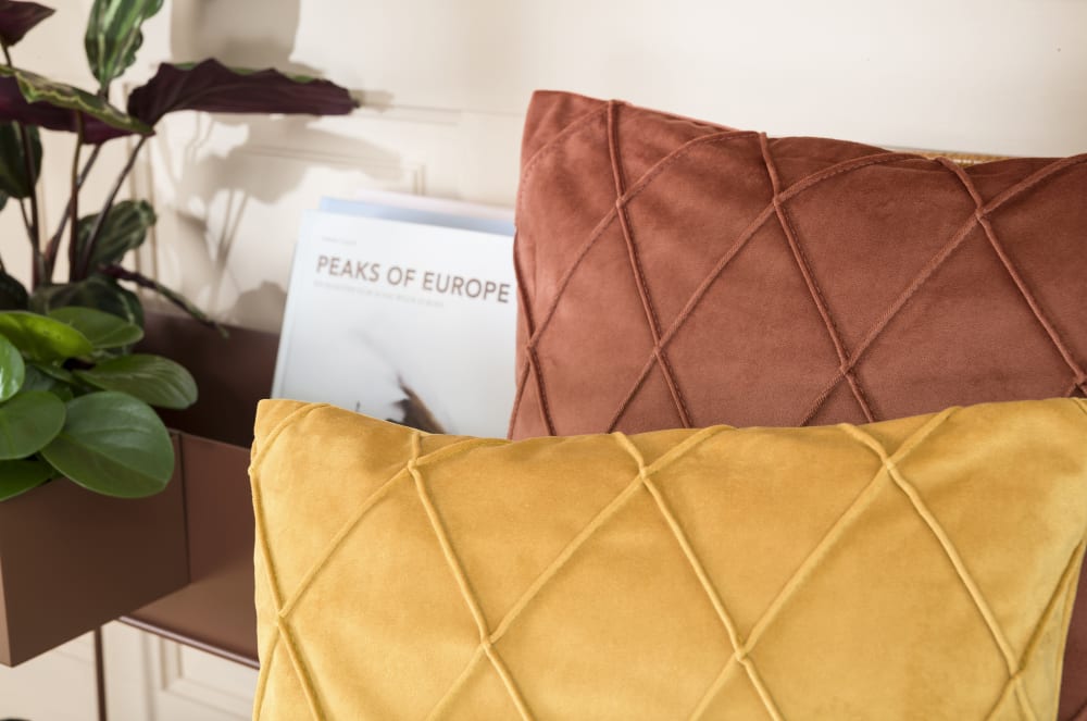 Housses de coussin velours relief pli cousu jaune or 40x40-lot de 2 — vue 3