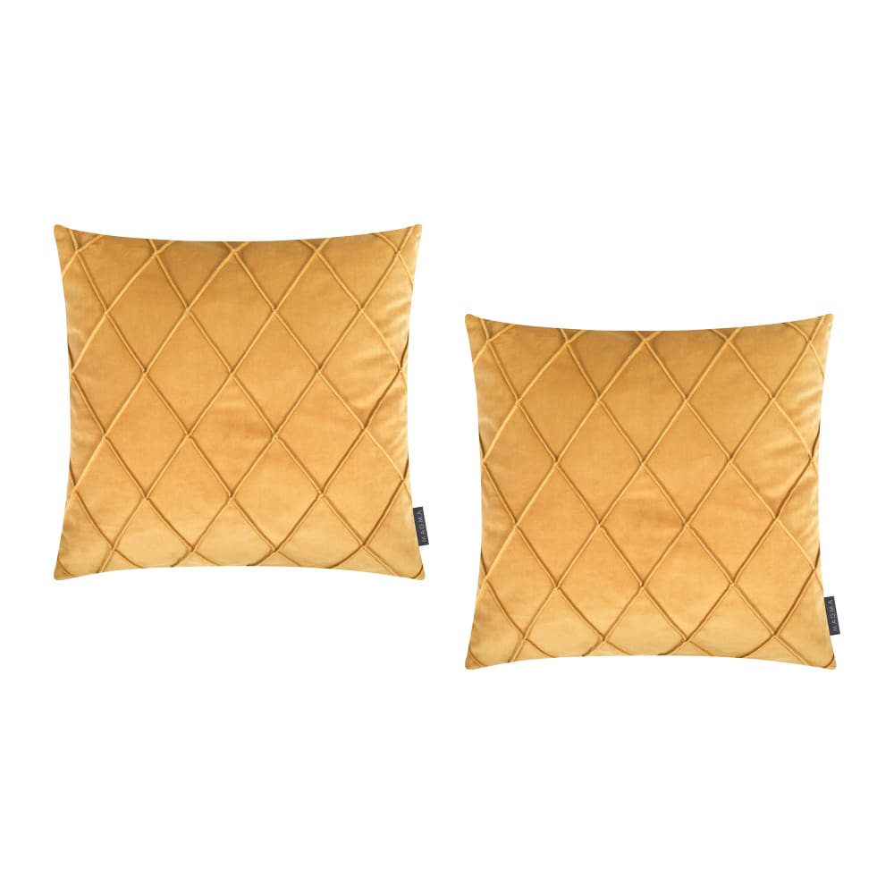 Housses de coussin velours relief pli cousu jaune or 50x50-lot de 2 Housses de coussin velours relief pli cousu jaune or 50x50-lot de 2