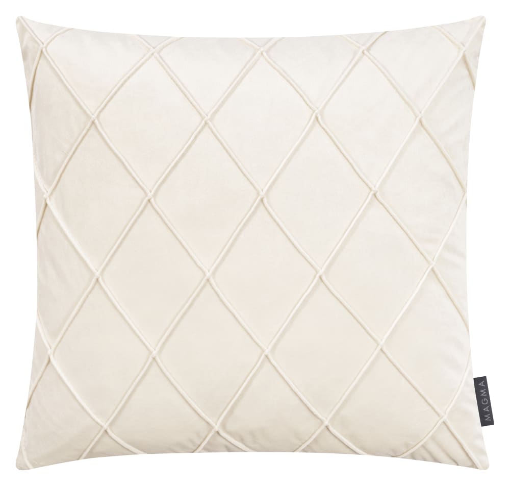 Housses de coussin velours relief pli cousu ivoire 50x50-Lot de 2