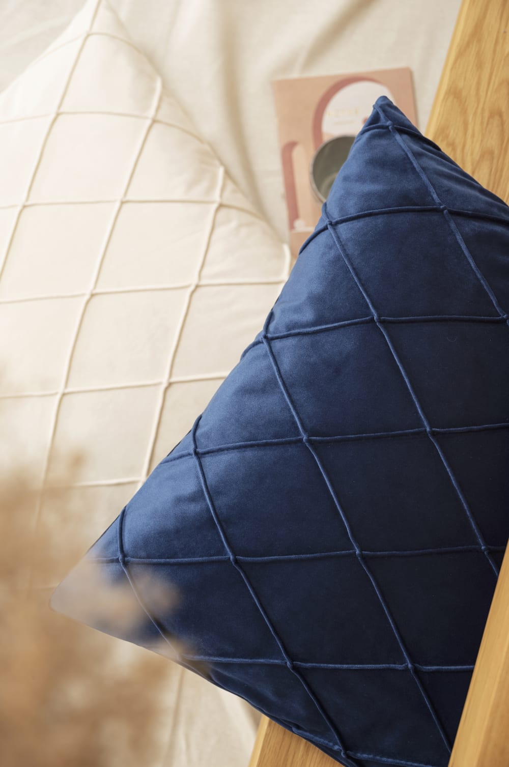 Housses de coussin velours relief pli cousu ivoire 40x40-lot de 2 — vue 3