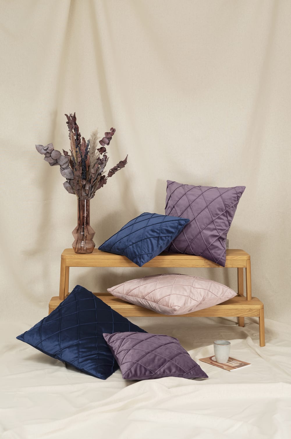 Housses de coussin velours relief pli cousu lilas 40x40-lot de 2 — vue 3