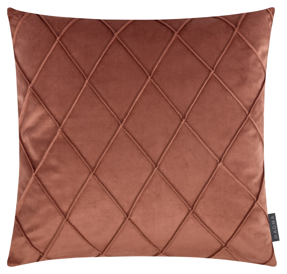 Housses de coussin velours relief pli cousu terracotta 50x50-Lot de 2