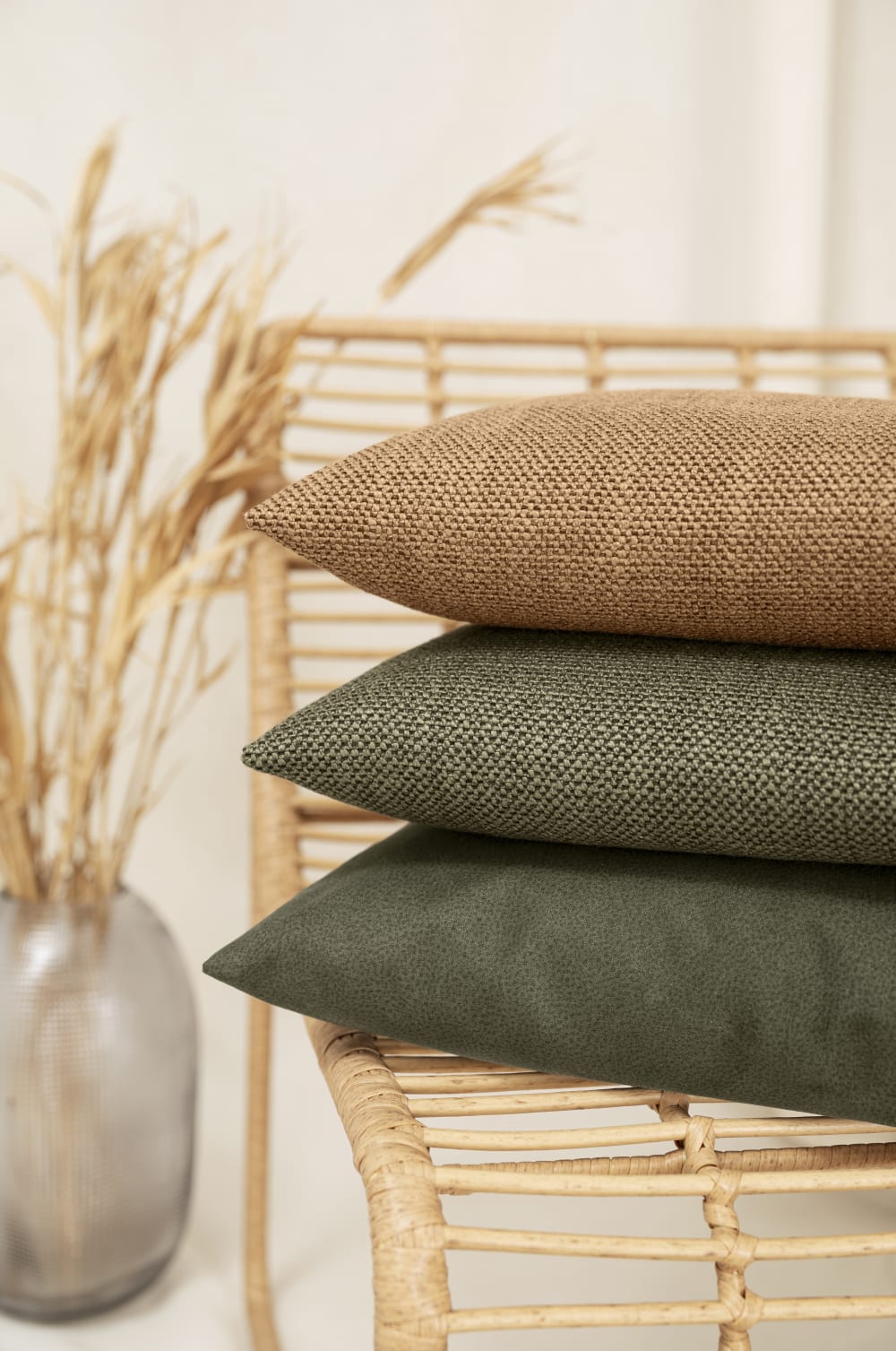 Housse de coussin jacquard uni vert 50x50 — vue 3