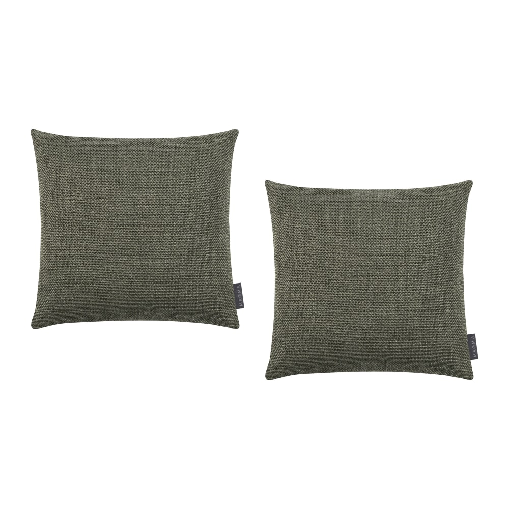 Magma Housses de coussin jacquard uni vert 40x40 - lot de 2 style classique chic - Pes - Polyester