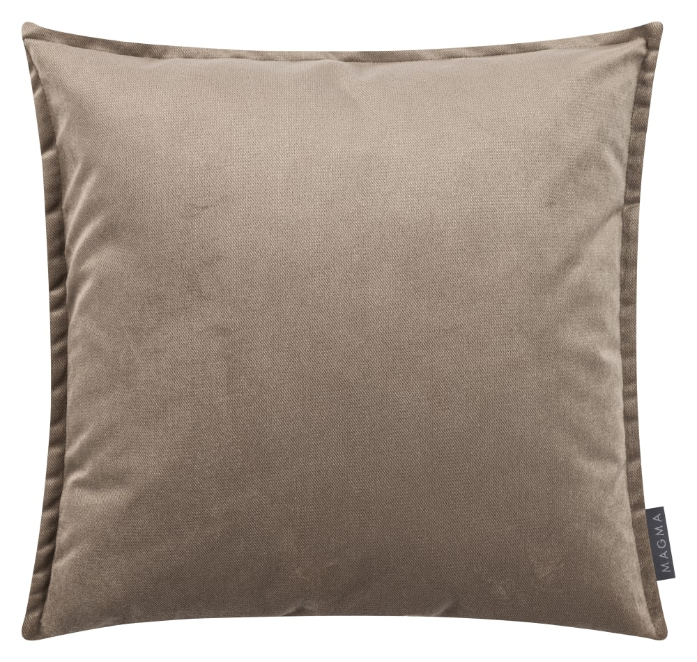 Housses de coussin velours avec volant piqué taupe 45x45 - lot de 2