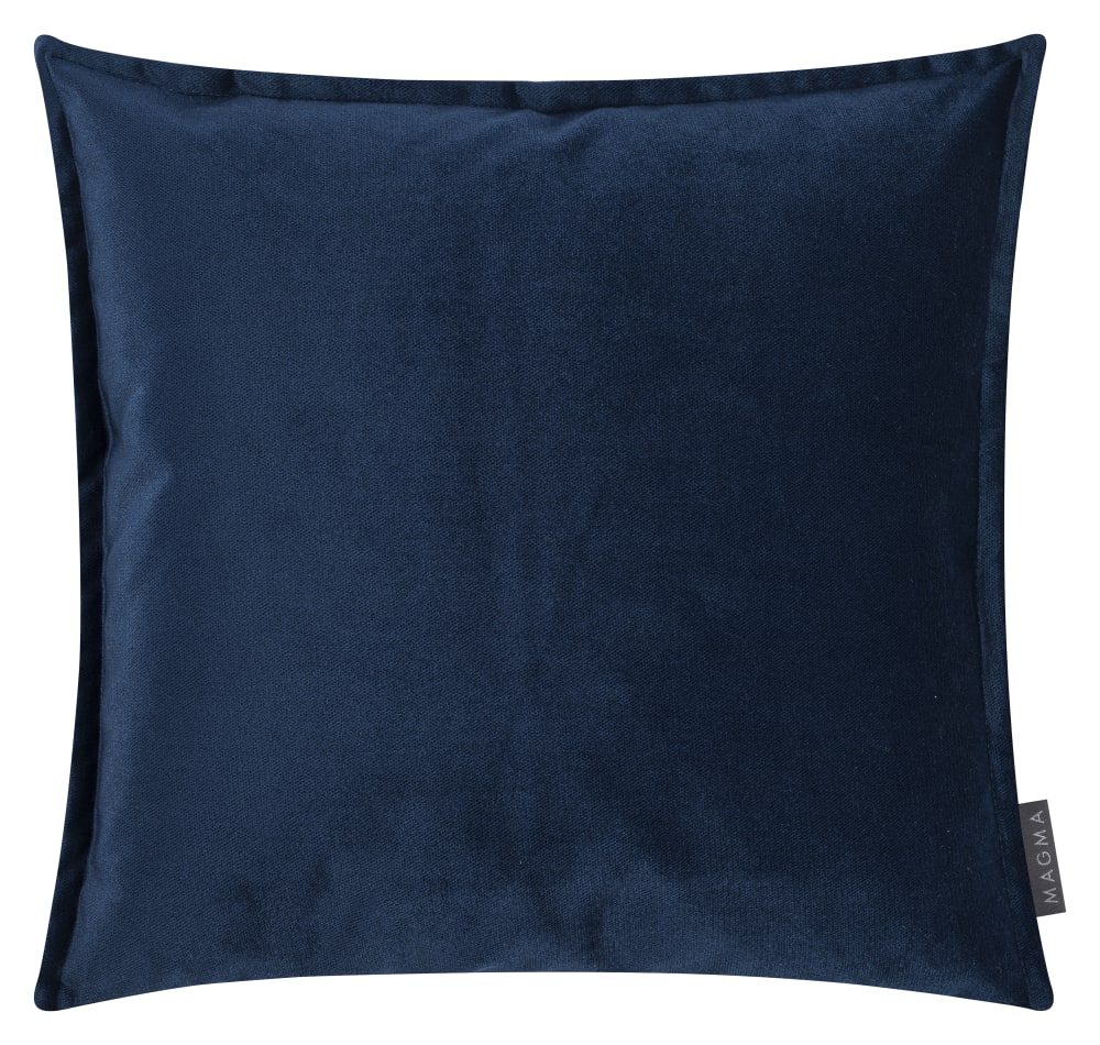 Housses de coussin velours avec volant piqué bleu foncé 45x45-Lot de 2