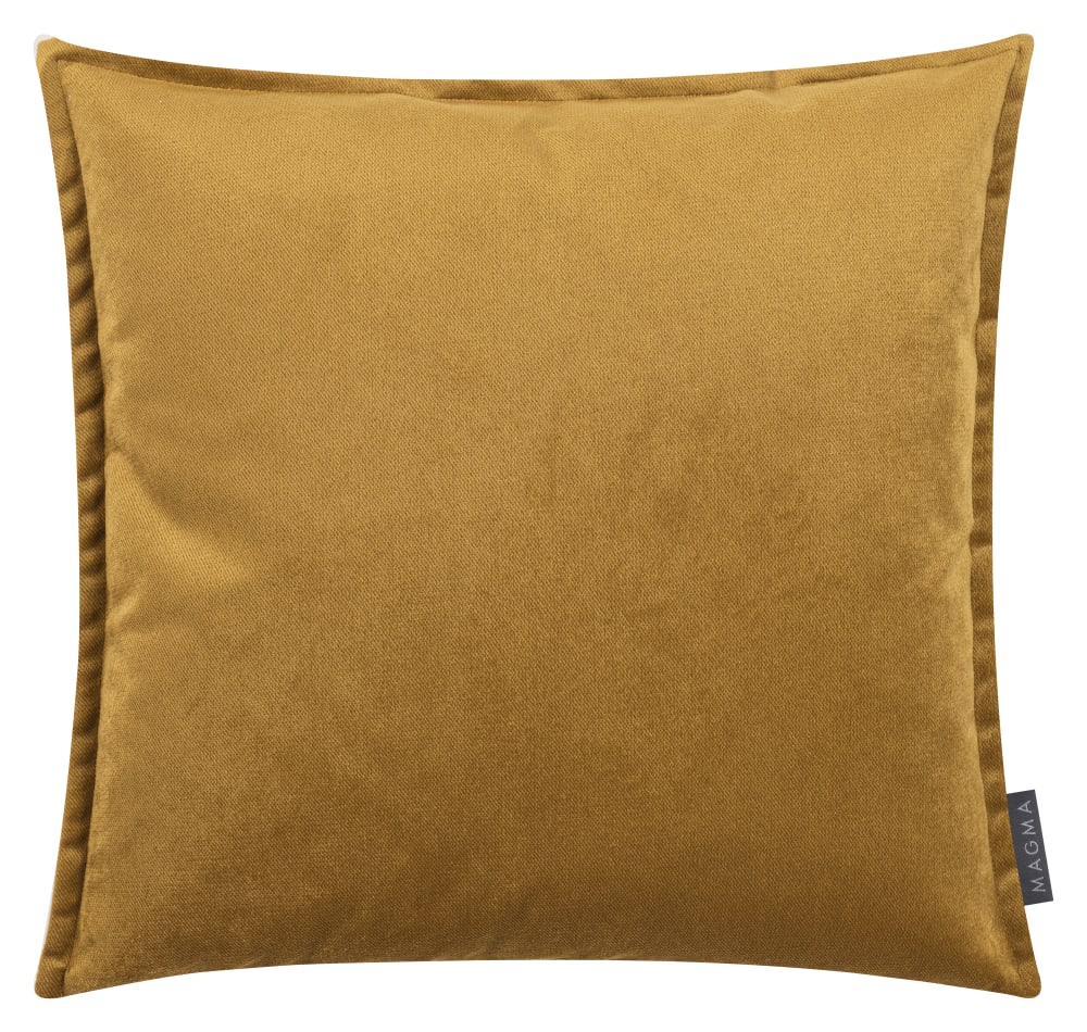 Housses de coussin velours avec volant piqué moutarde 45x45-Lot de 2