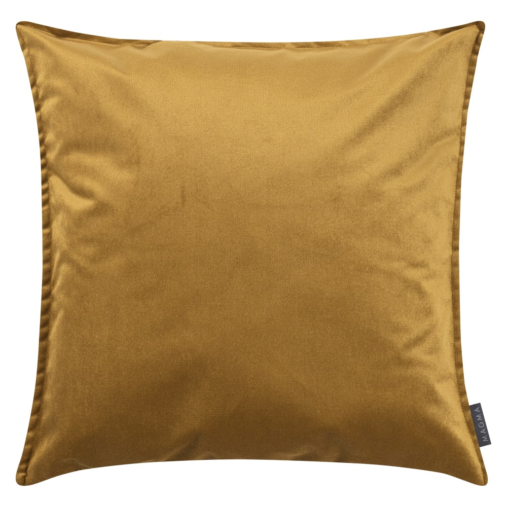 Magma Housse de coussin velours avec volant piqué jaune moutarde 60x60 style classique chic - Pes - Polyester