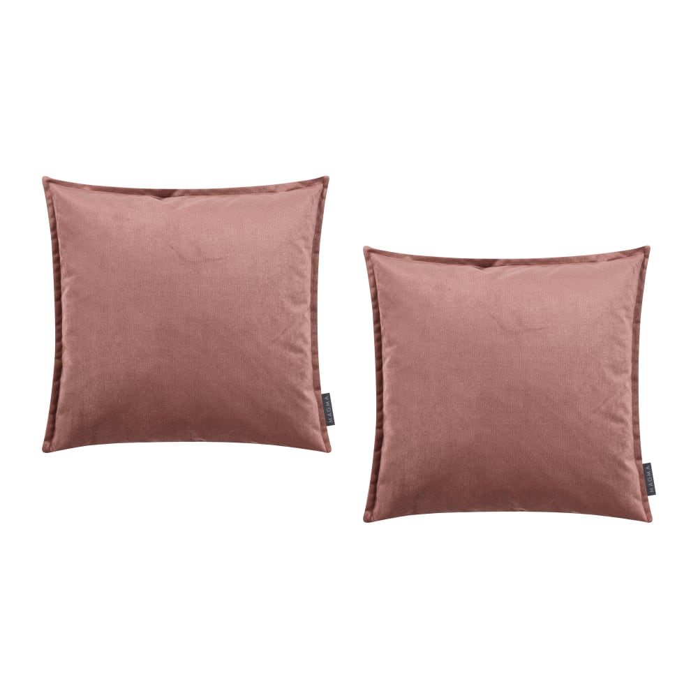 Magma Housses de coussin velours avec volant piqué vieux rose 45x45-lot de 2 style classique chic - Pes - Polyester