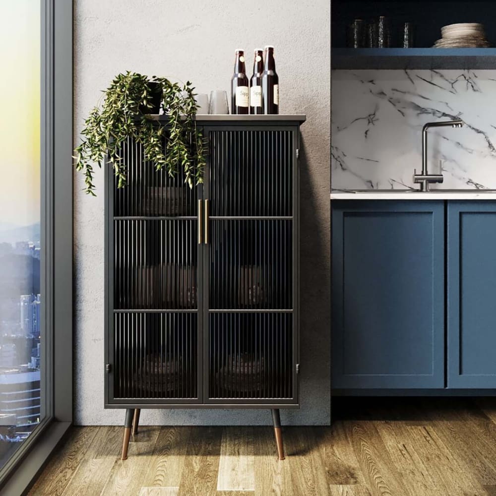 Vitrine industrielle 2 portes en acier et verre - Maisons du Monde