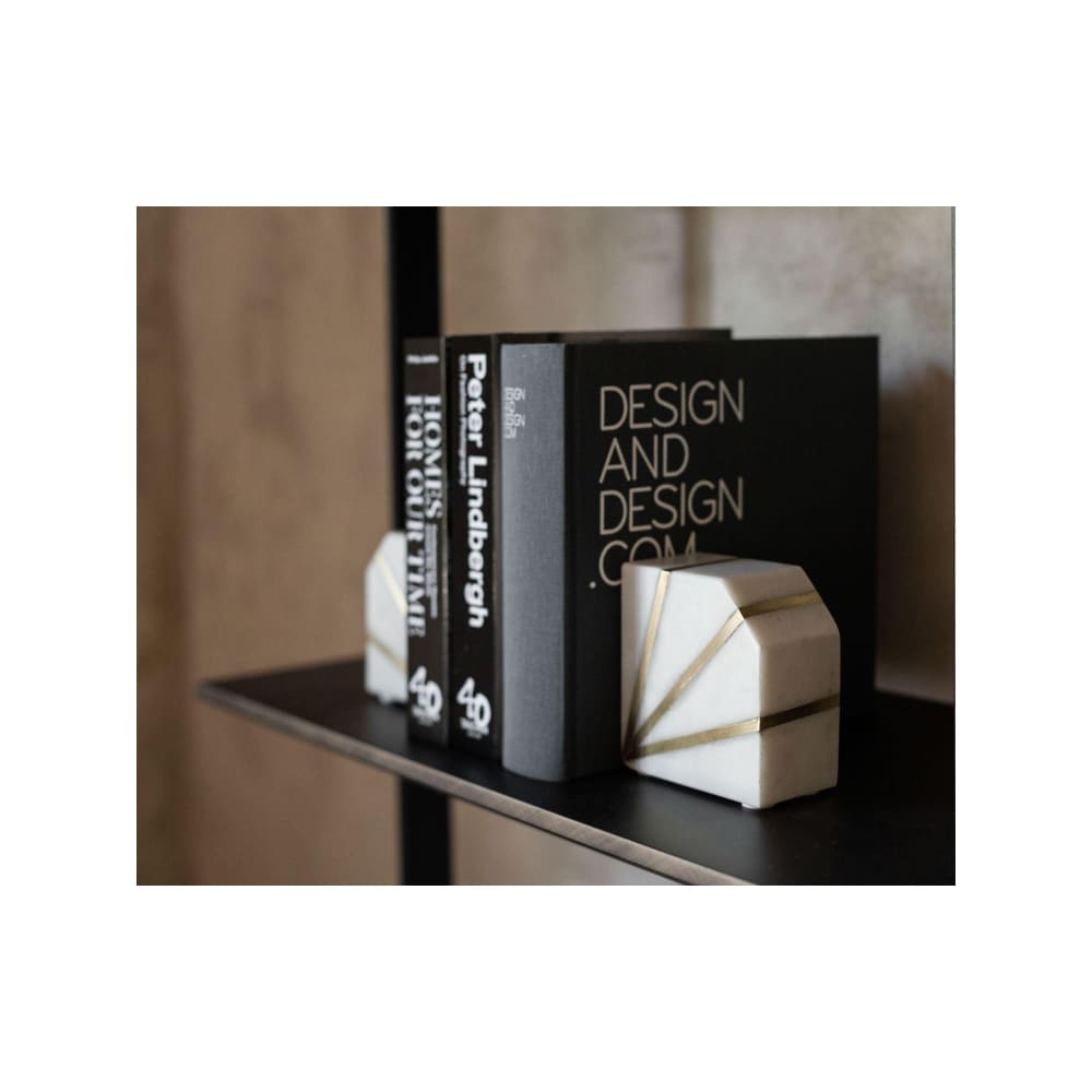 Serre-livres en marbre blanc et métal doré 10x5x10,5cm - Maisons du Monde